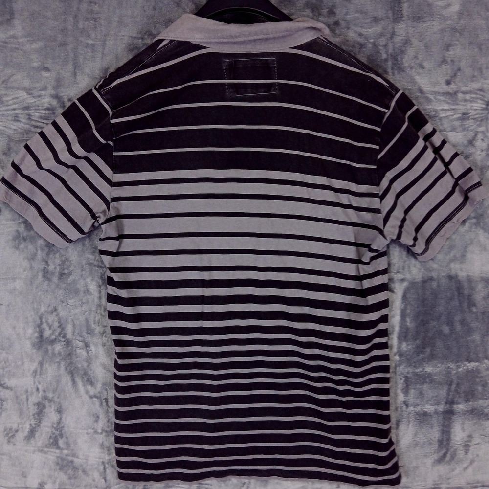 Marc Ecko Cut & Sew‎ Polo Shirt Mens Large Gray Striped Pocket Cotton Casual - Picture 3 of 9